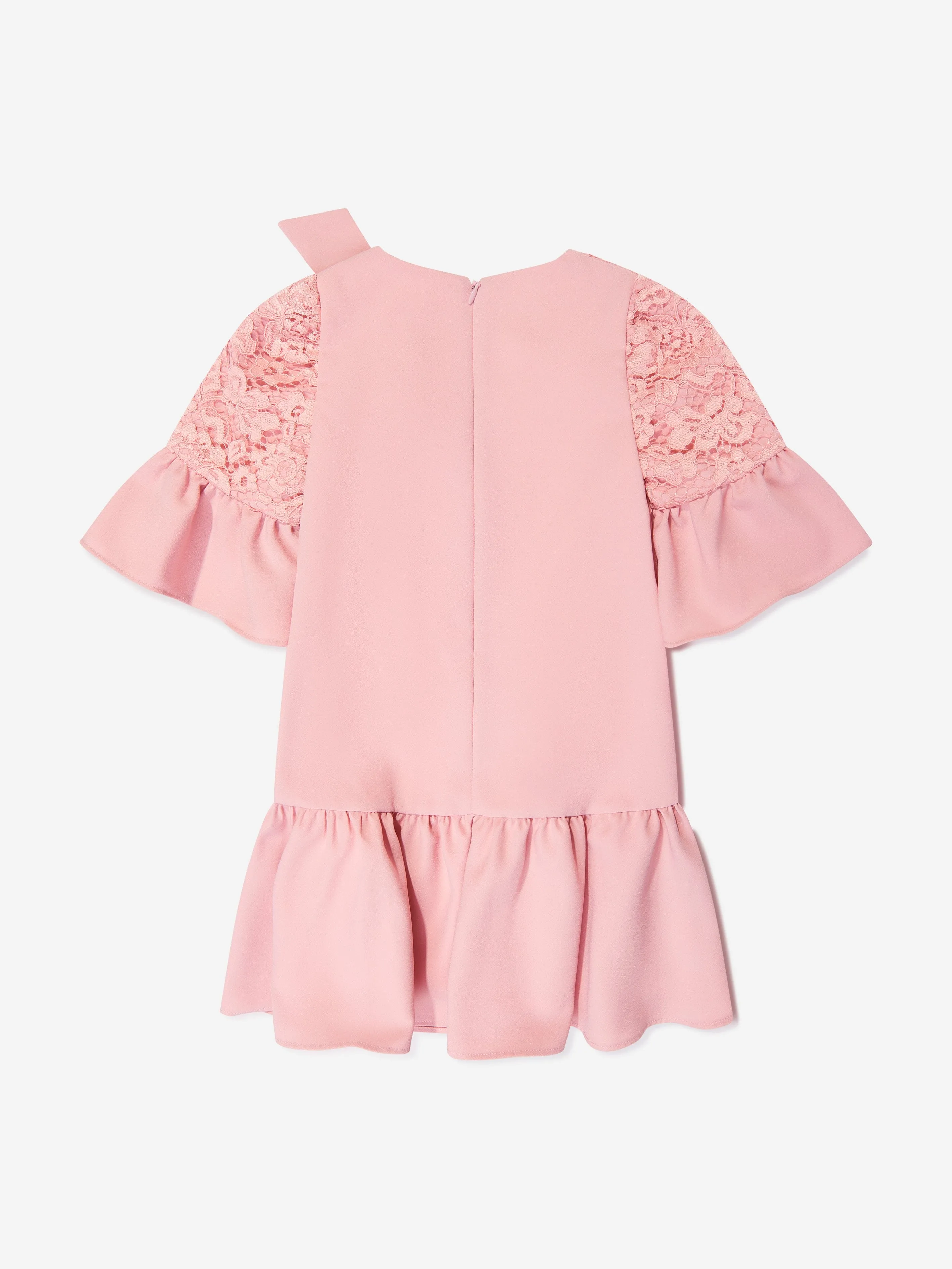 Patachou Girls Crepe and Lace Dress in Pink