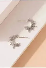 Pave Starburst 30 MM Hoop Earrings - Silver