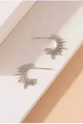 Pave Starburst 30 MM Hoop Earrings - Silver