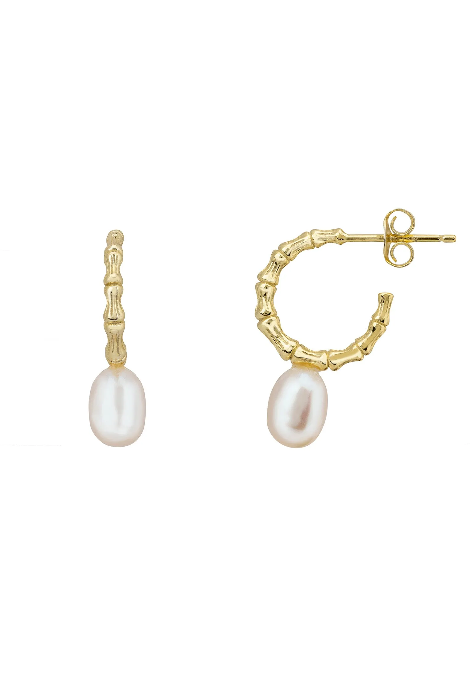 Pearl And Bark Harmony Hoop Earrings Gold