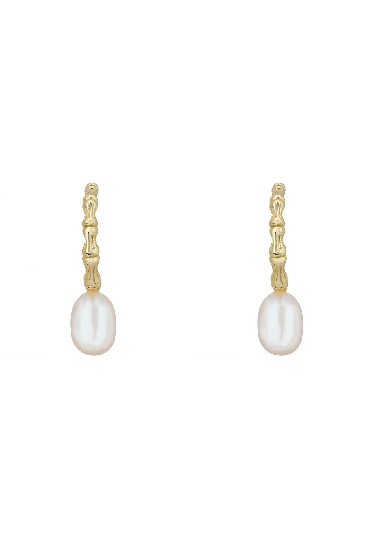 Pearl And Bark Harmony Hoop Earrings Gold