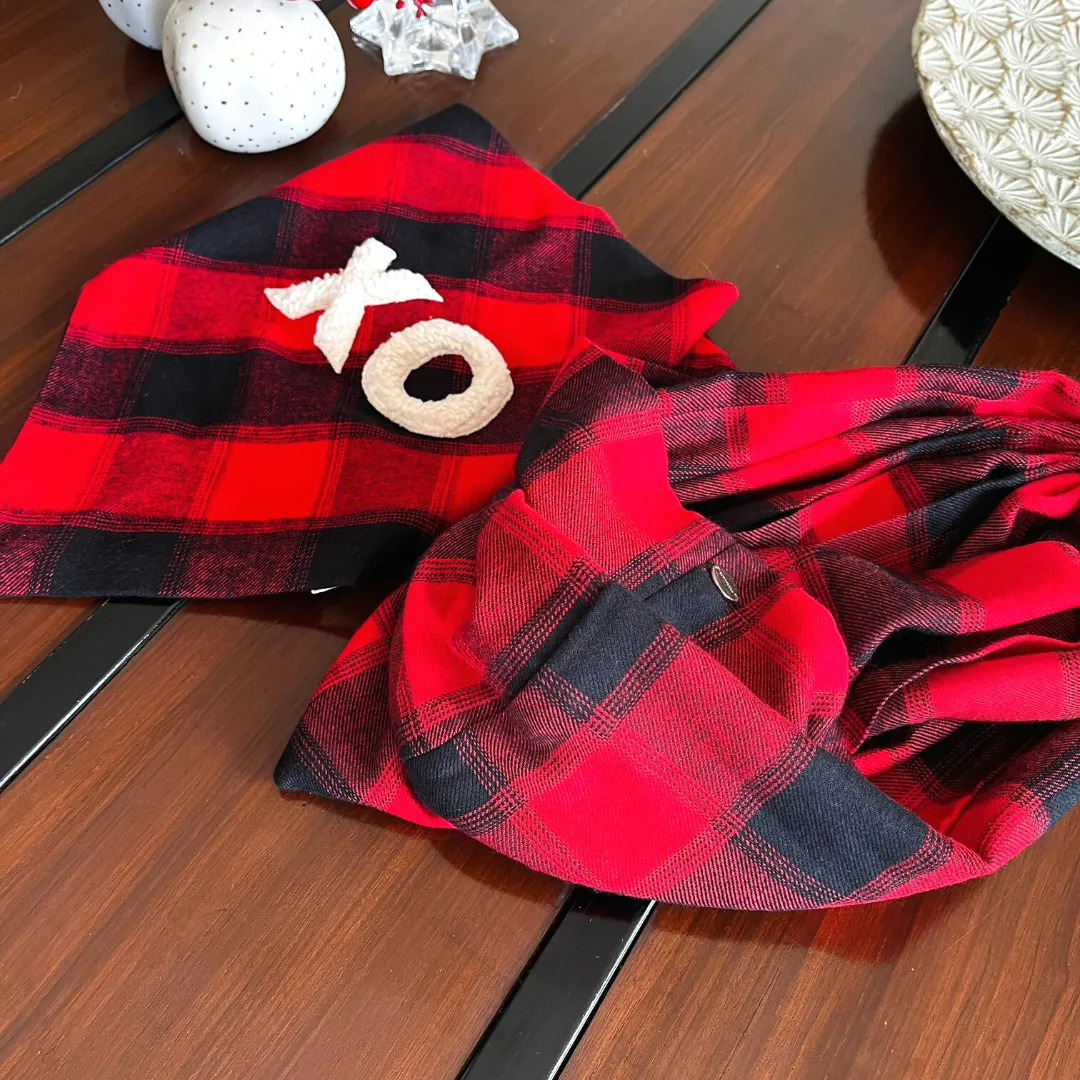 PoochMate Valentine Red Tartan Dog & Mom Twinning Set
