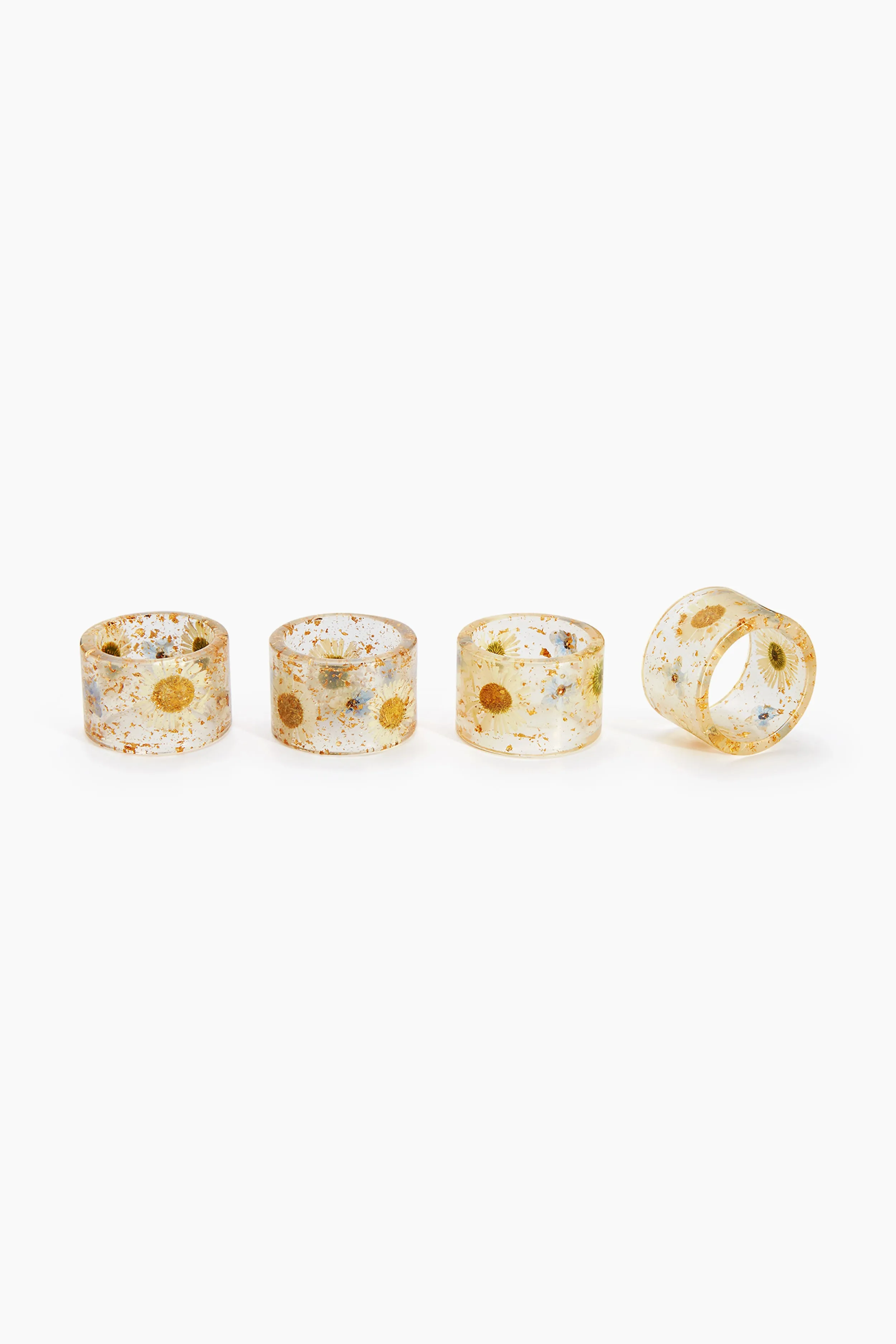 Pressed Flower Napkin Rings Set of 4