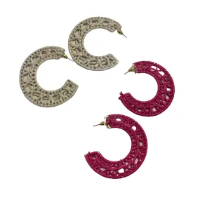 Raffia Wrapped Hoop Earrings