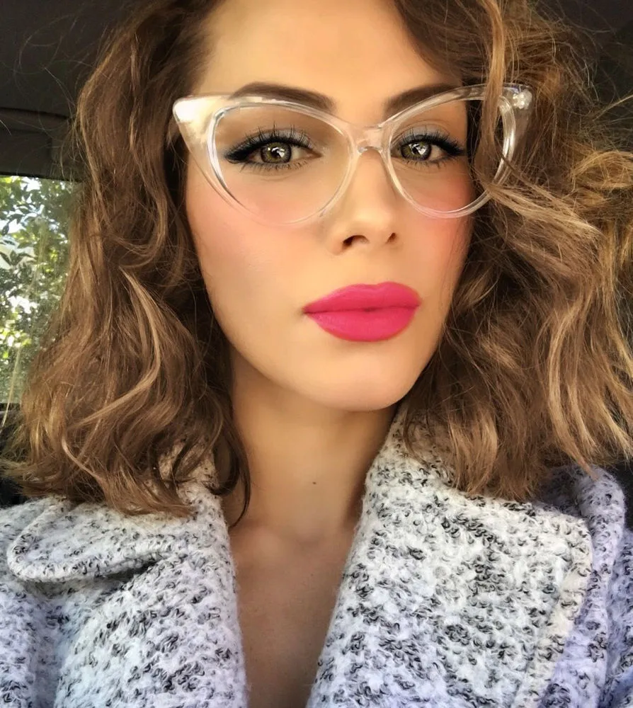 Retro Black Sexy Women Cat Eye Clear Glasses