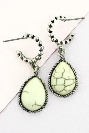 SALE! Howlite Maryam Teardrop Hoop Earrings