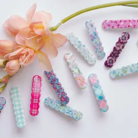 Scalloped Acrylic Hair Clip - 28 Prints