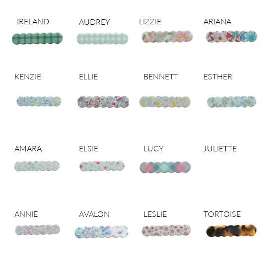 Scalloped Acrylic Hair Clip - 28 Prints