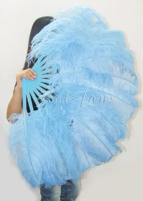 Single layer Sky blue Beginner’s Ostrich Feather Fan 25"x 45"