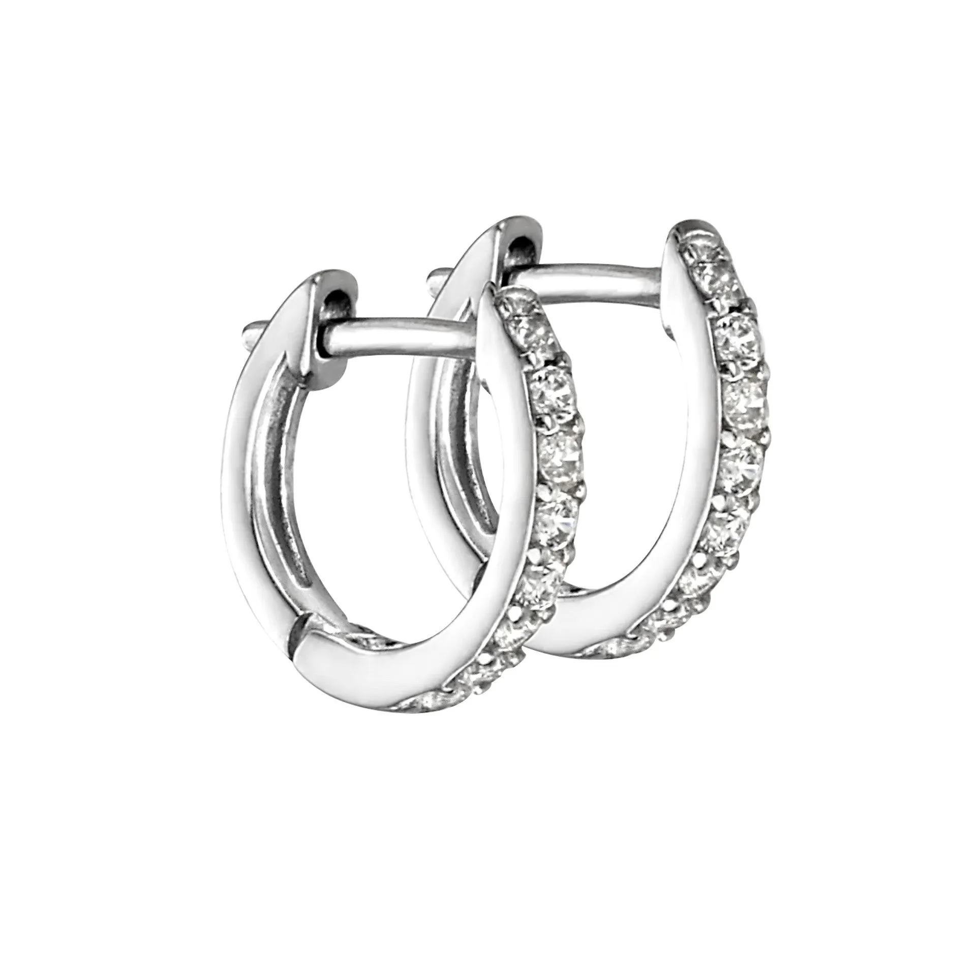 Sterling Silver Small CZ Huggie Hoop Earrings