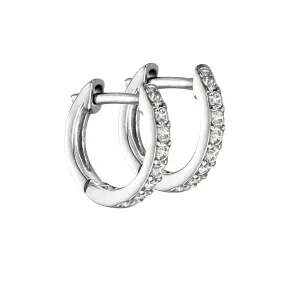 Sterling Silver Small CZ Huggie Hoop Earrings