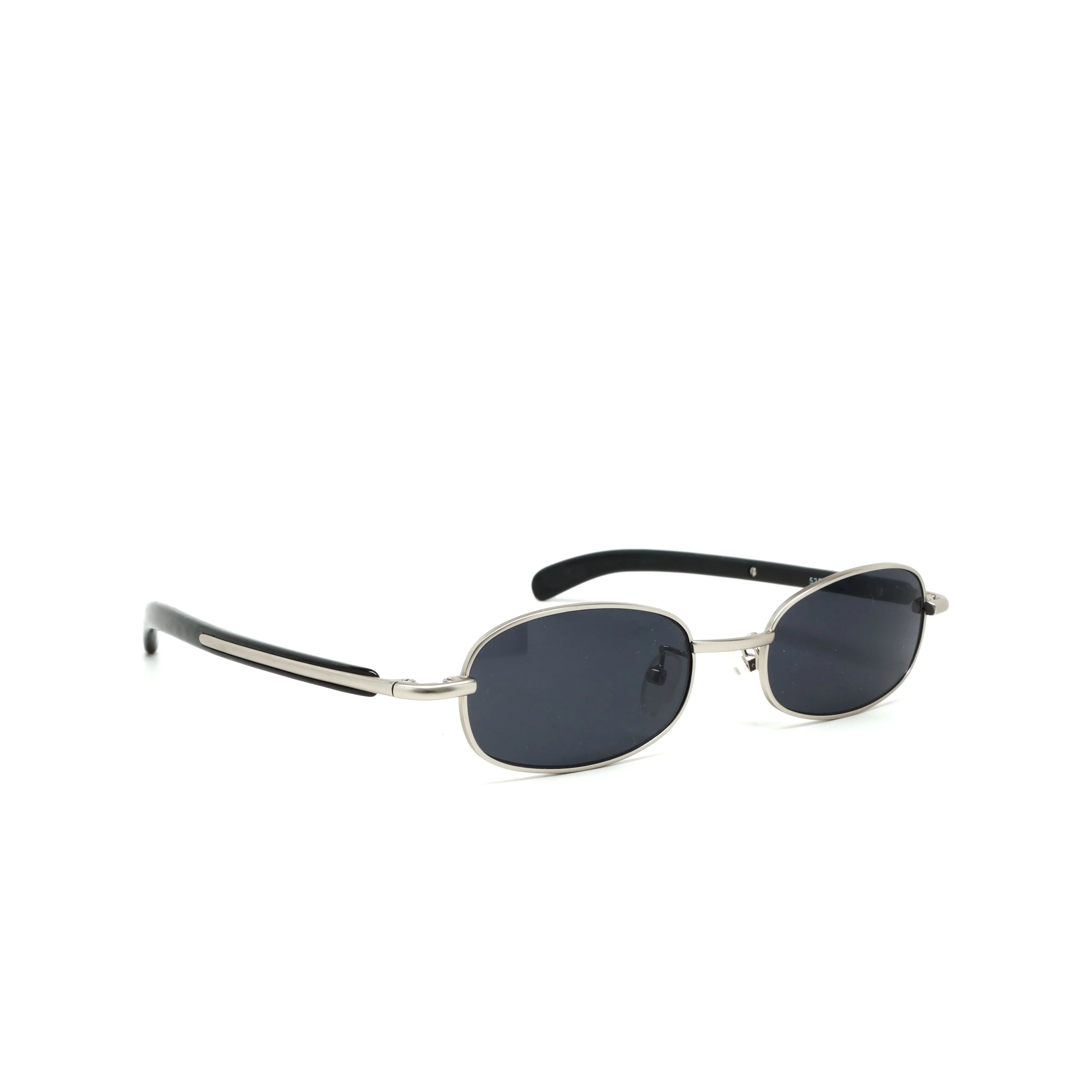 //Style T30// Vintage 90s Small Size Narrow Wraparound Sunglasses - Silver