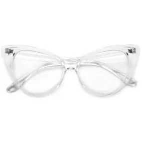 Super Cat Eye Vintage Inspired Fashion Mod Chic High Pointed Clear Frame Eyewear