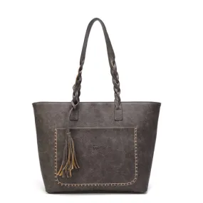 Vintage Elegant Women's Leather Tote Bag With Tassel For Shopping Daily Use