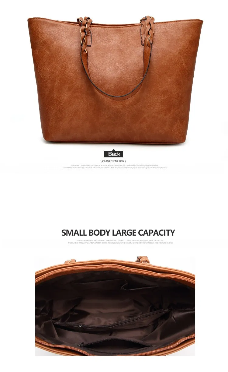 Vintage Elegant Women's Leather Tote Bag With Tassel For Shopping Daily Use