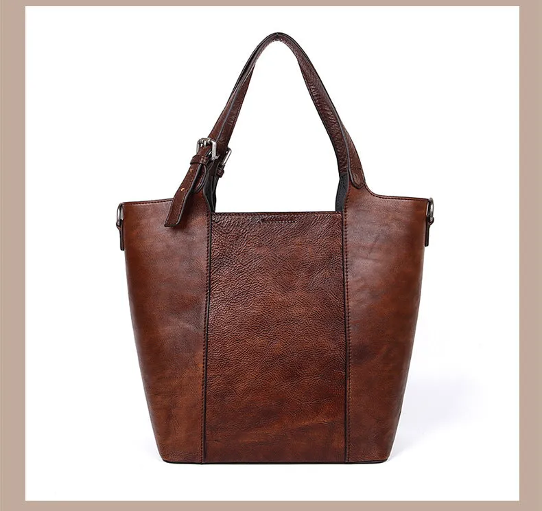 Vintage Hand Rubbing Cowhide Leather Tote Bags 8078