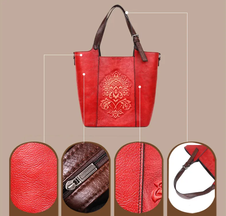 Vintage Hand Rubbing Cowhide Leather Tote Bags 8078