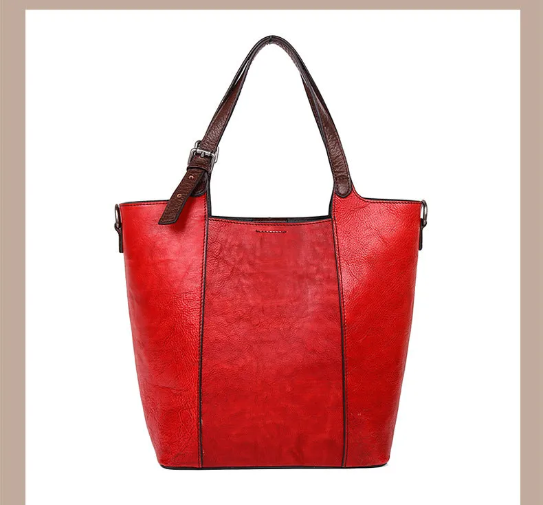 Vintage Hand Rubbing Cowhide Leather Tote Bags 8078