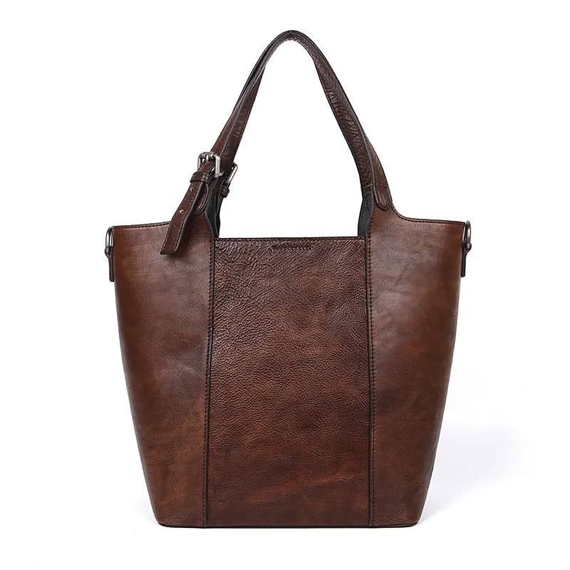 Vintage Hand Rubbing Cowhide Leather Tote Bags 8078