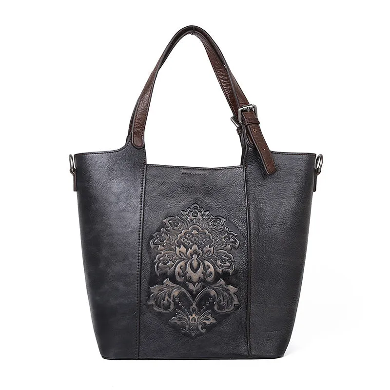 Vintage Hand Rubbing Cowhide Leather Tote Bags 8078