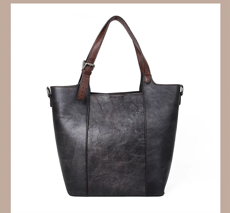 Vintage Hand Rubbing Cowhide Leather Tote Bags 8078