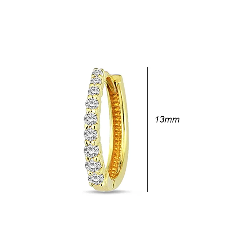 White Stone Hoop Earrings 13mm