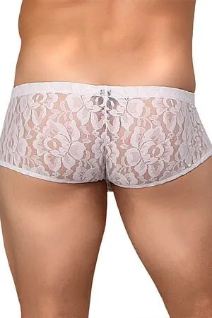 White Stretch Lace Mini Short