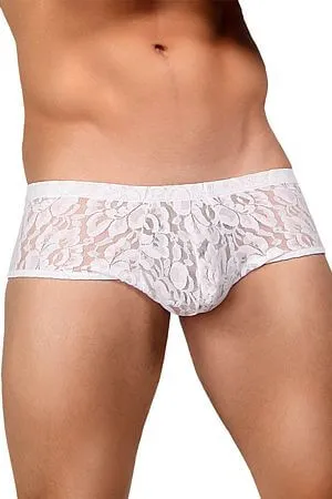 White Stretch Lace Mini Short