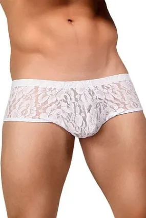 White Stretch Lace Mini Short