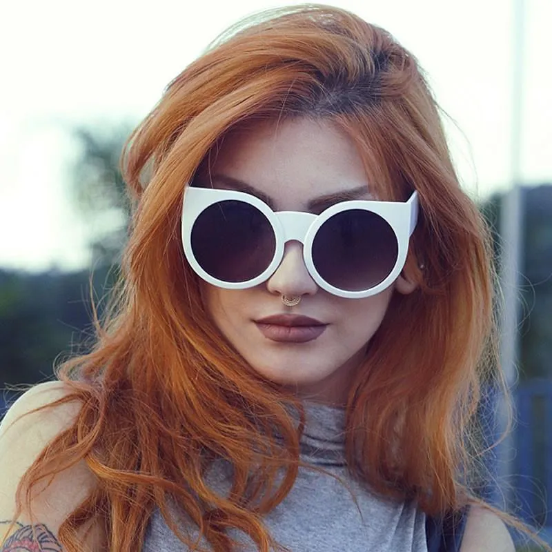 Women's Designer Super Bold Round Cat Eye Sunglasses 9278