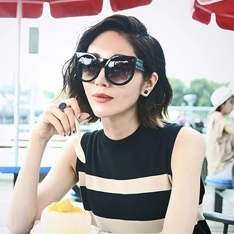 Women's Designer Super Bold Round Cat Eye Sunglasses 9278