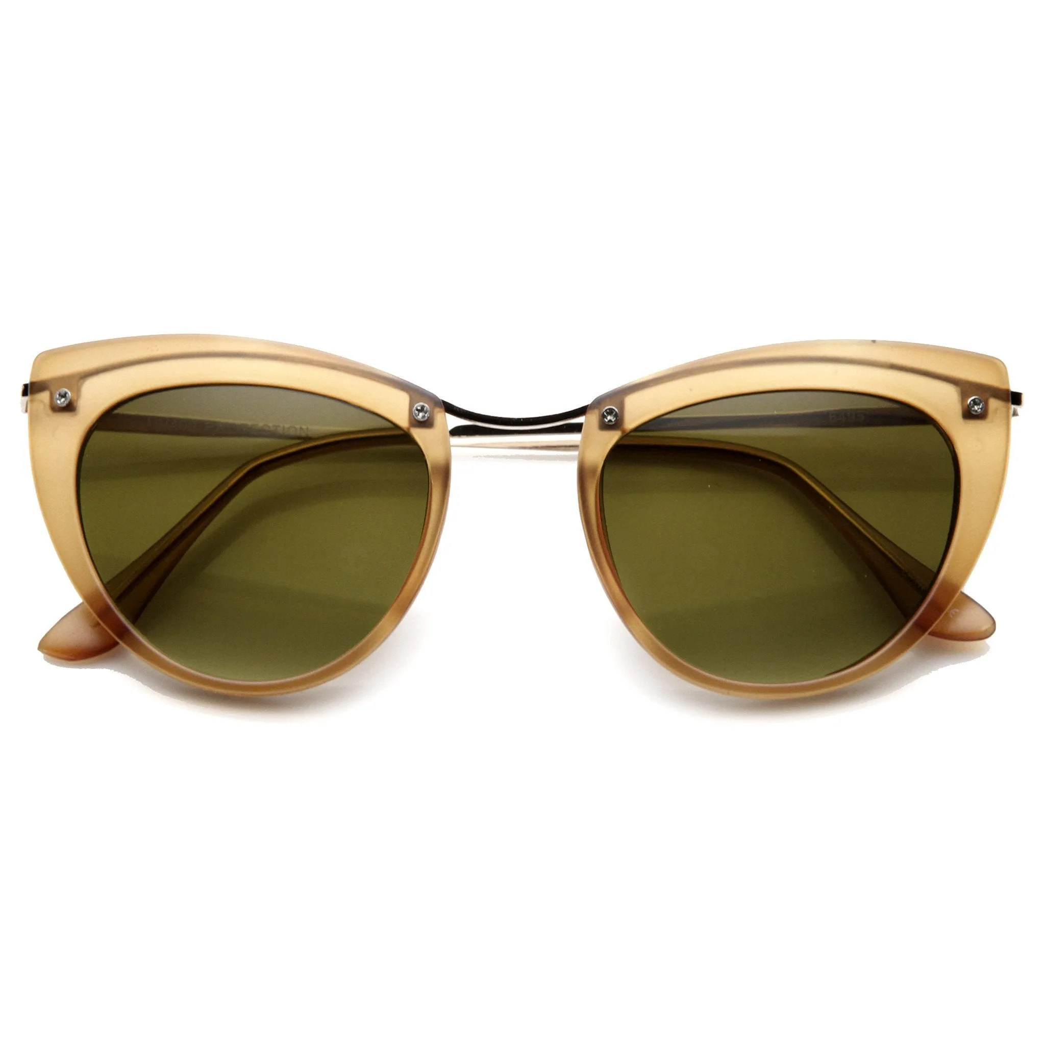 Women's Elegant Cat Eye Sunglasses With Metal Temples 9802