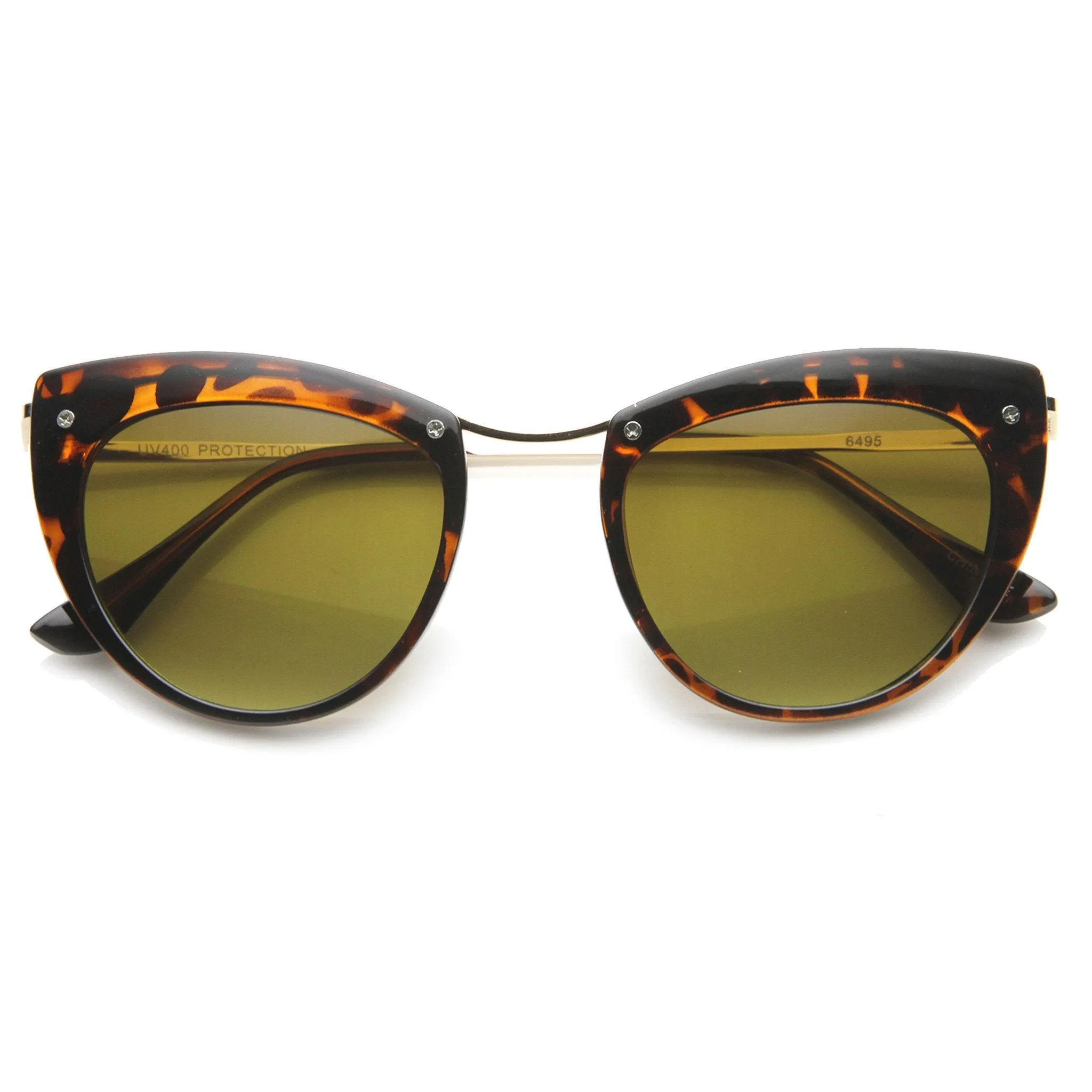 Women's Elegant Cat Eye Sunglasses With Metal Temples 9802