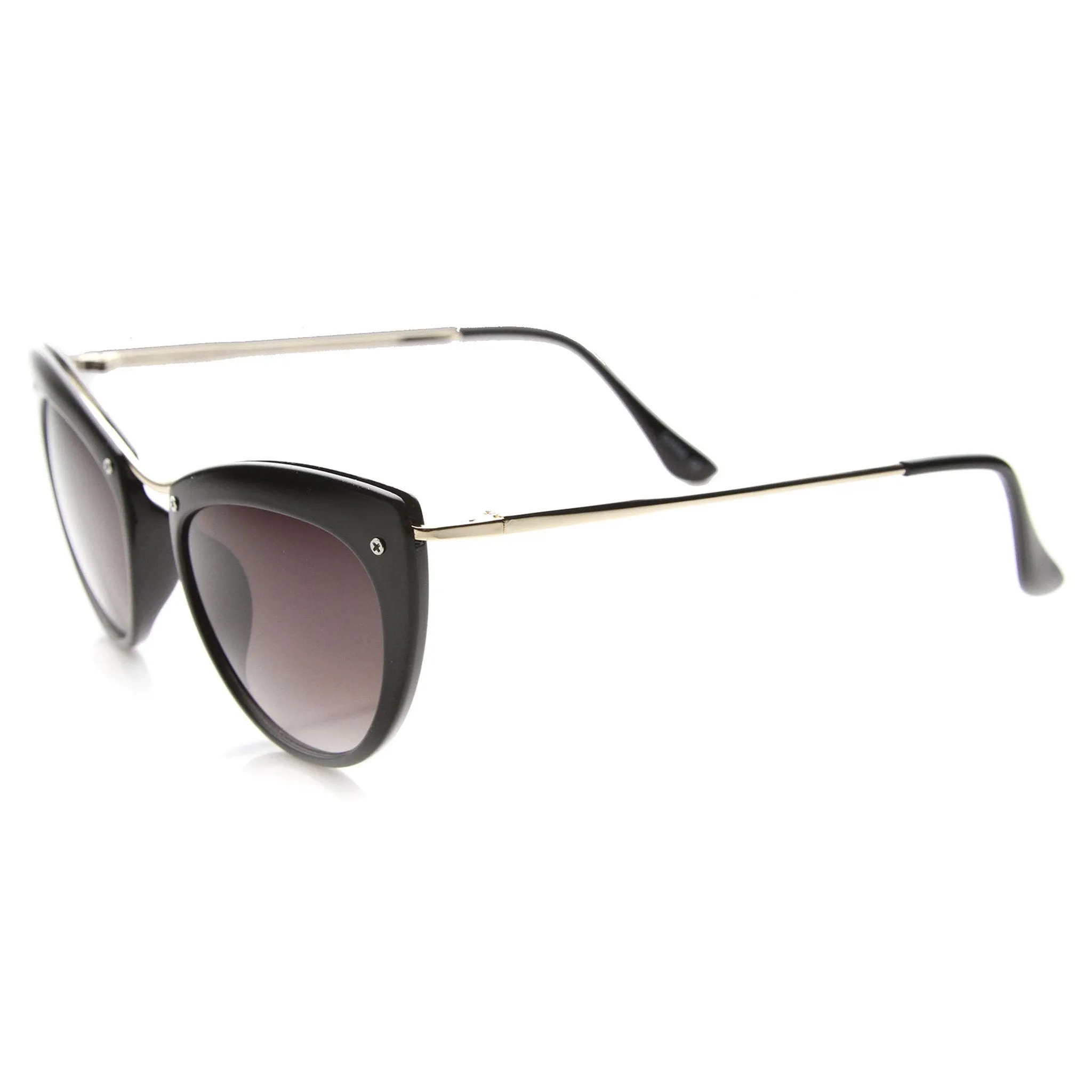 Women's Elegant Cat Eye Sunglasses With Metal Temples 9802