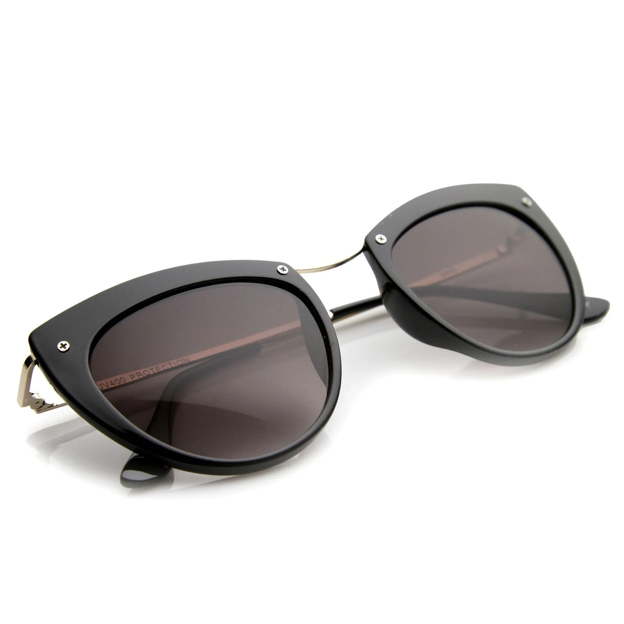 Women's Elegant Cat Eye Sunglasses With Metal Temples 9802