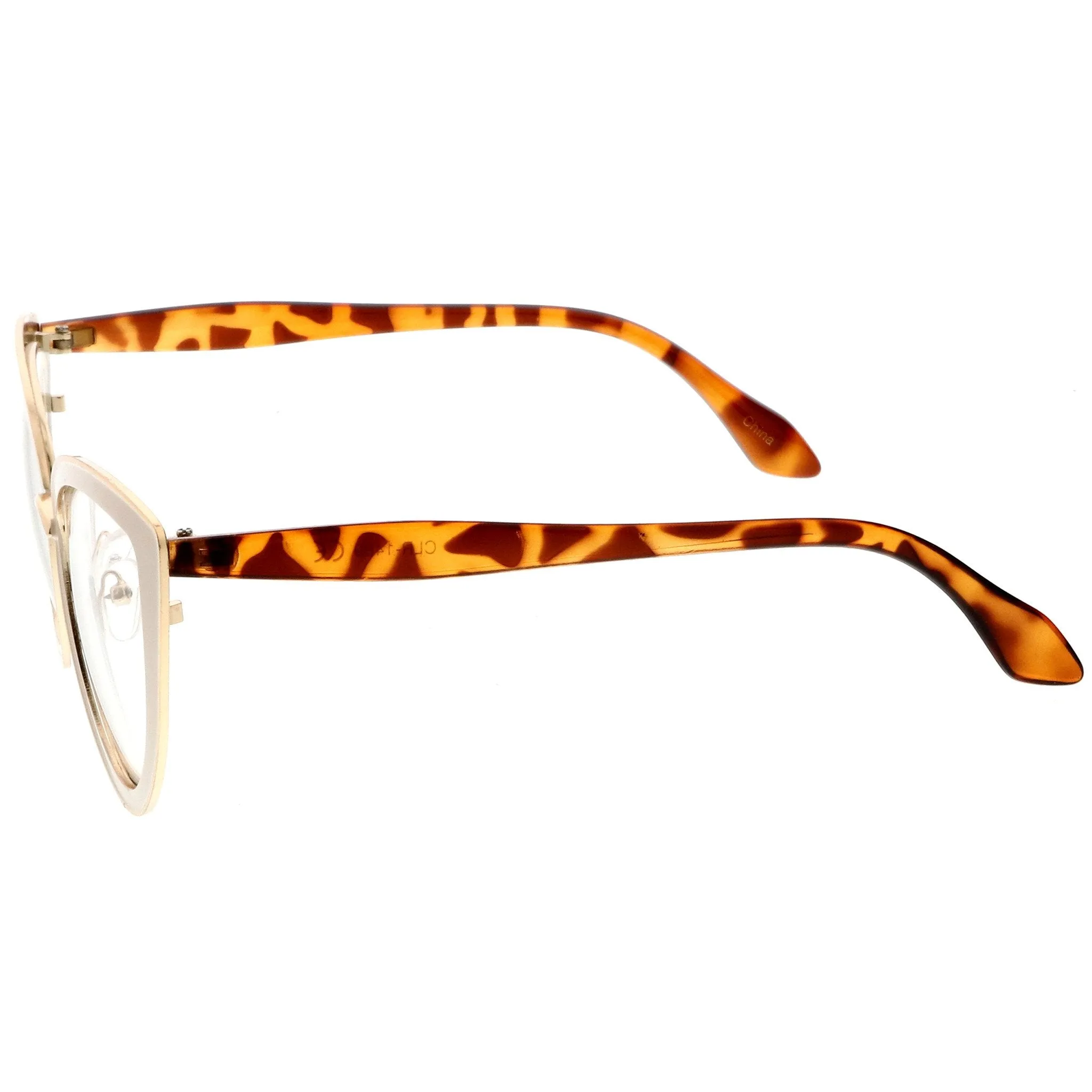 Women's High Temple Clear Lens Cat Eye Glasses C121