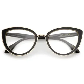 Women's High Temple Clear Lens Cat Eye Glasses C121