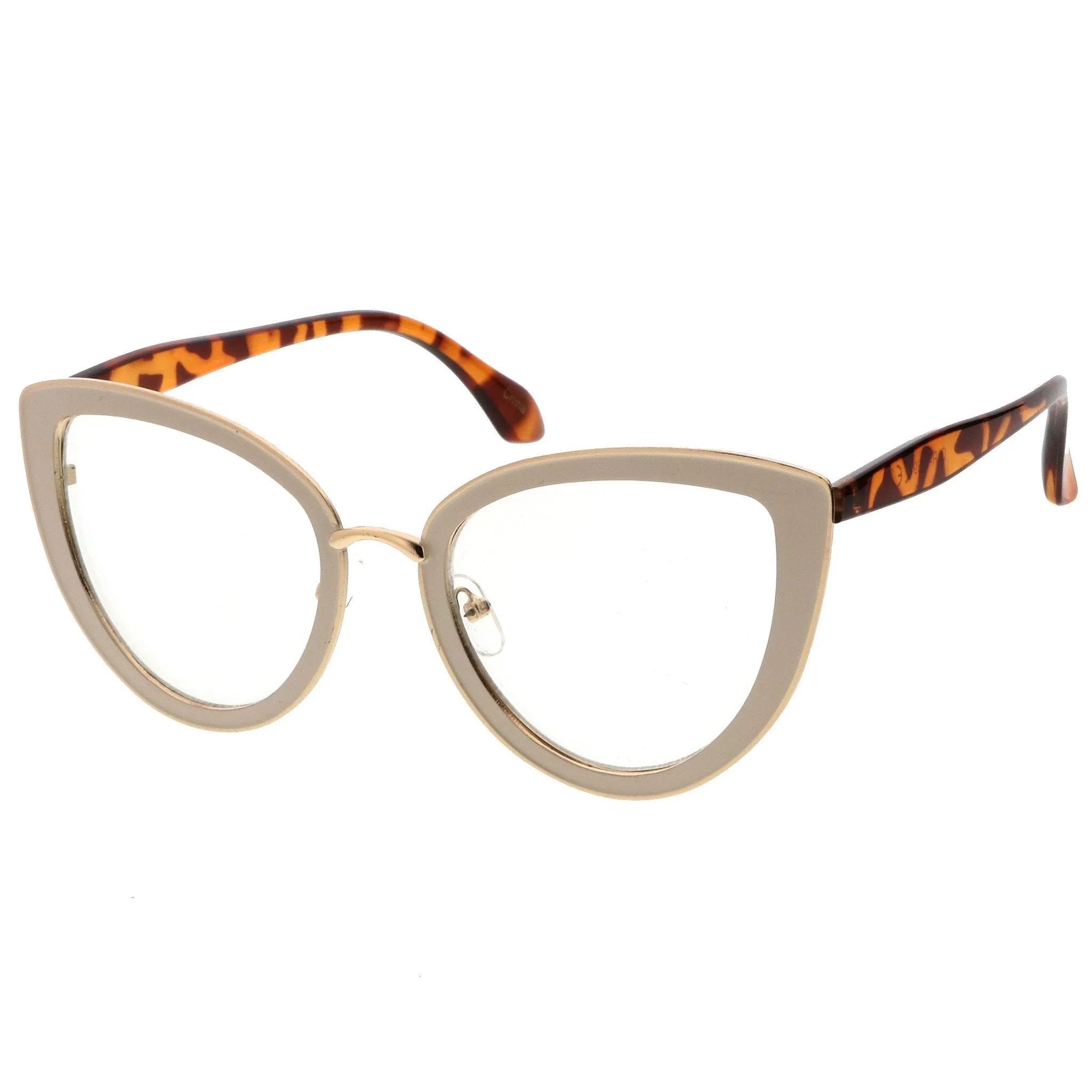 Women's High Temple Clear Lens Cat Eye Glasses C121