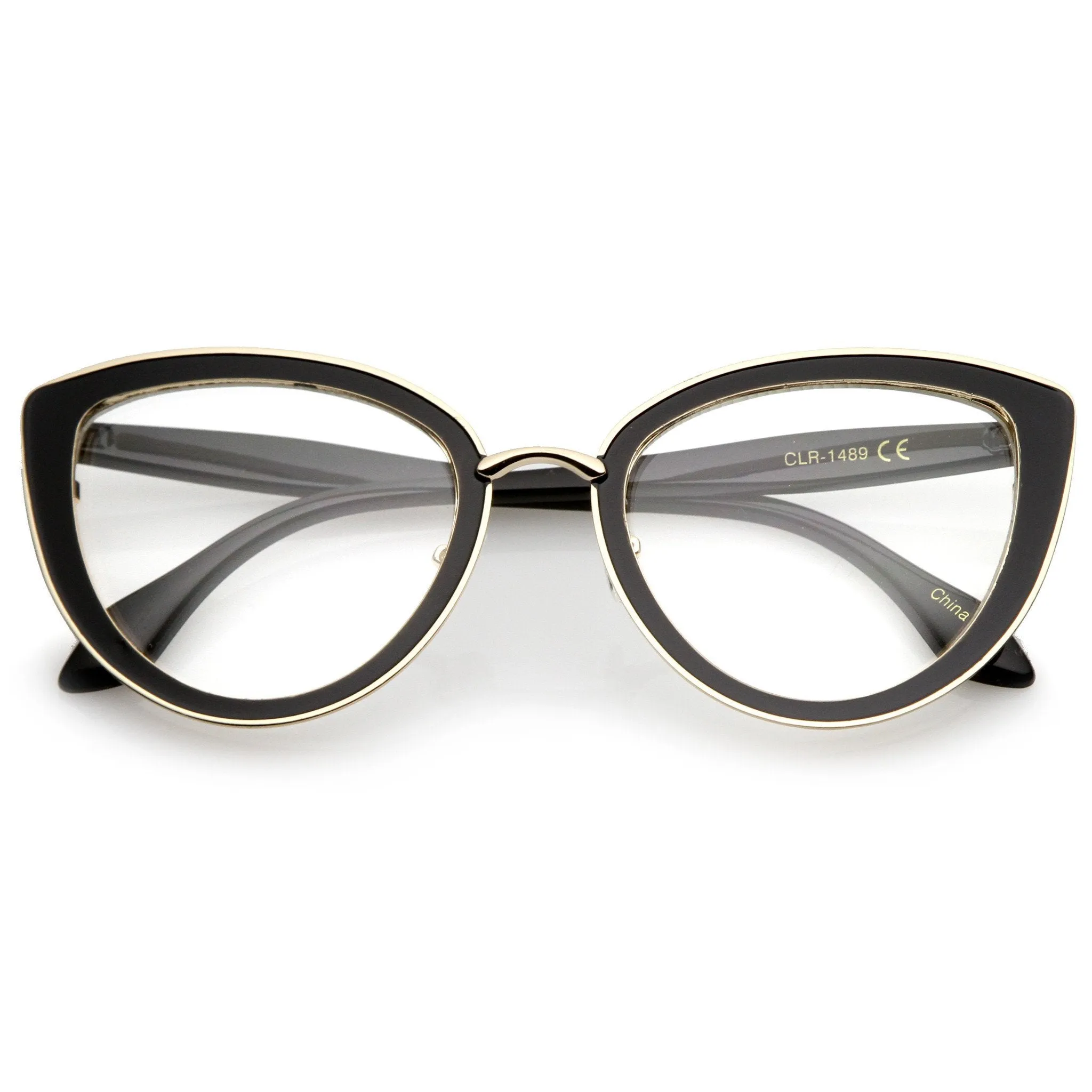 Women's High Temple Clear Lens Cat Eye Glasses C121