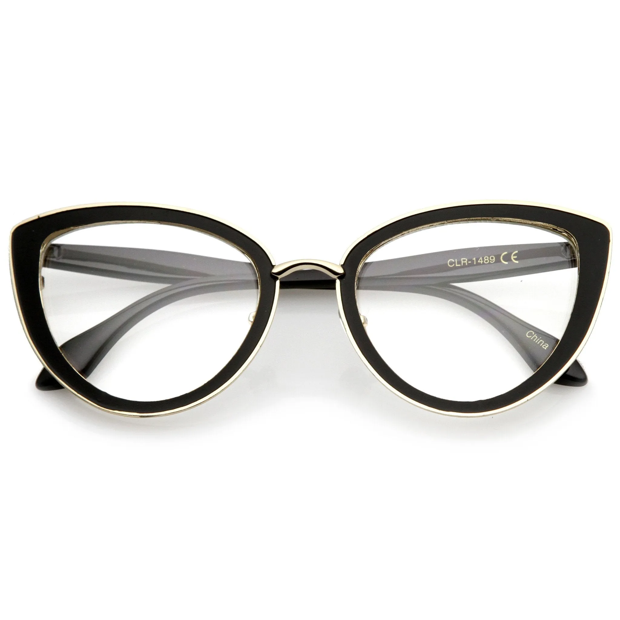 Women's High Temple Clear Lens Cat Eye Glasses C121