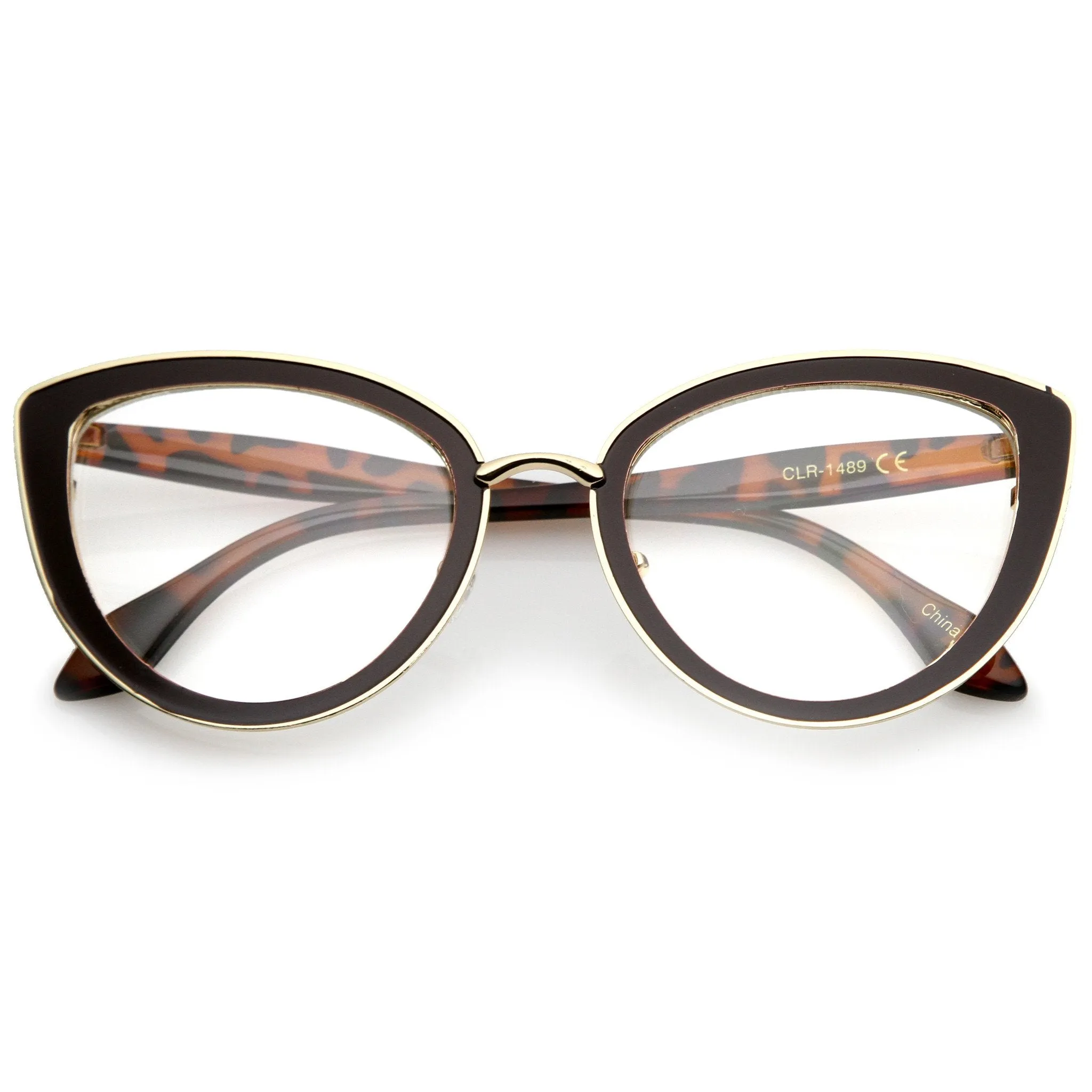 Women's High Temple Clear Lens Cat Eye Glasses C121