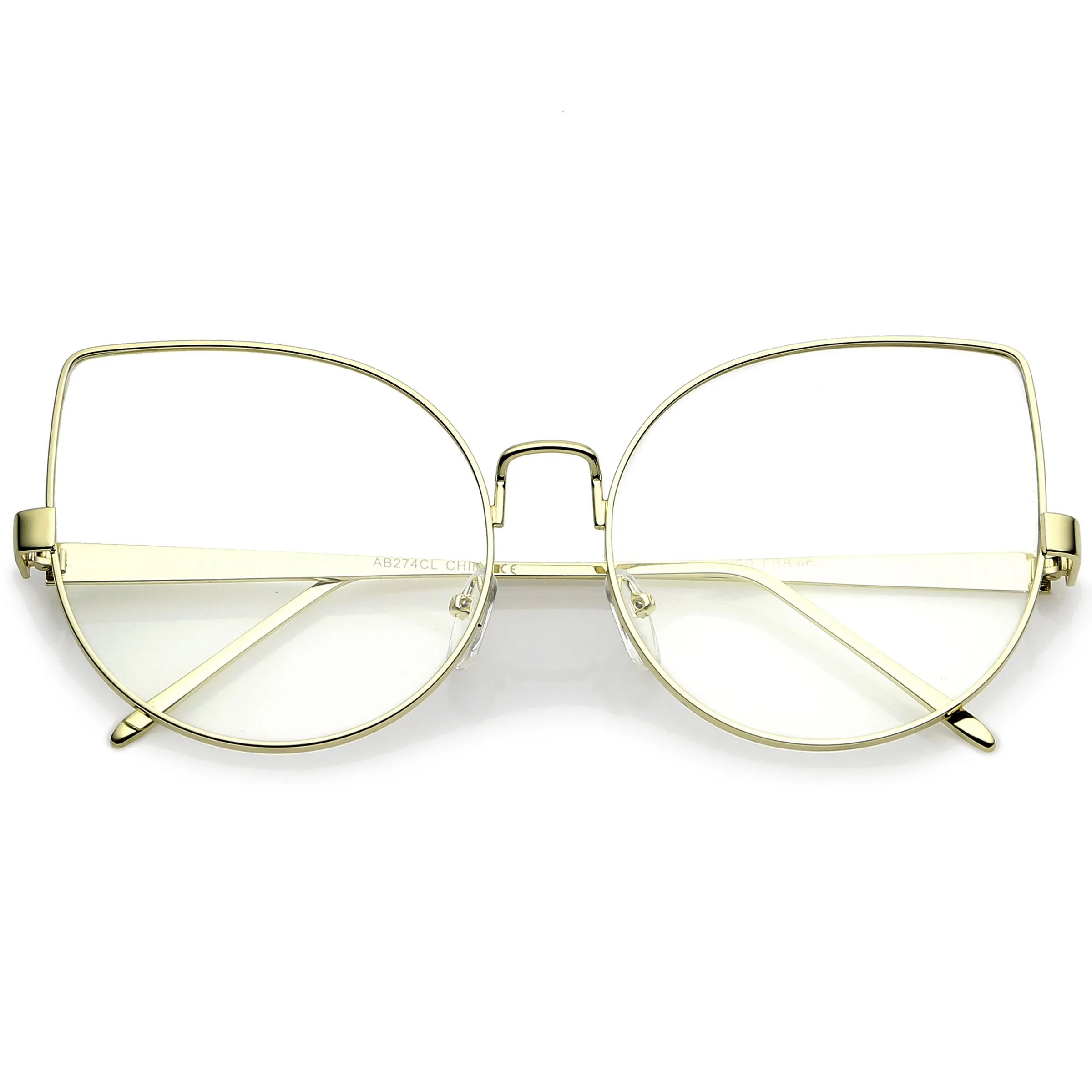 Women's Over Size Clear Flat Lens Cat Eye Glasses C302