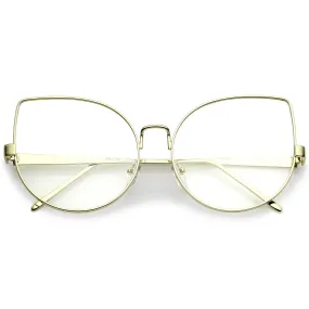 Women's Over Size Clear Flat Lens Cat Eye Glasses C302