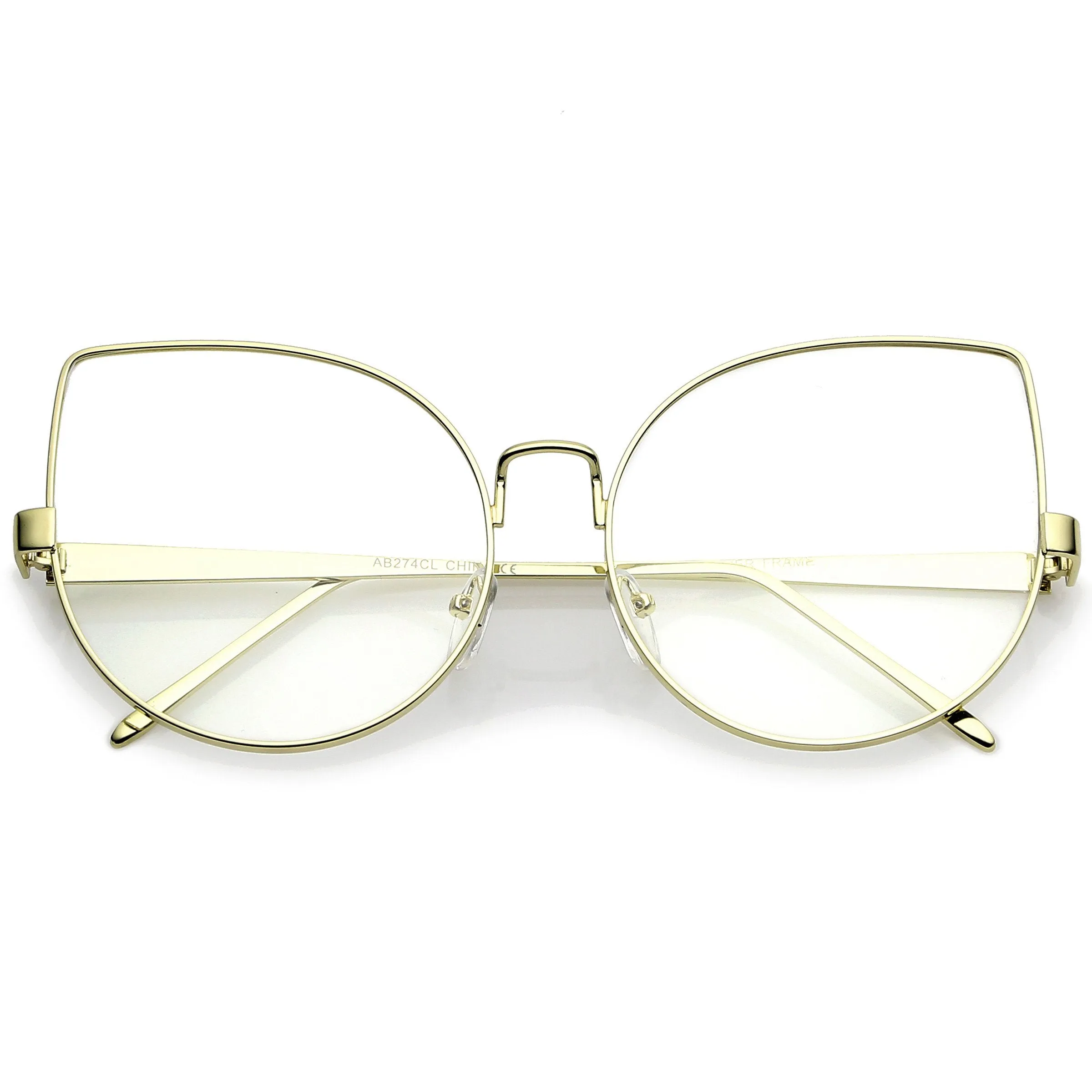 Women's Over Size Clear Flat Lens Cat Eye Glasses C302