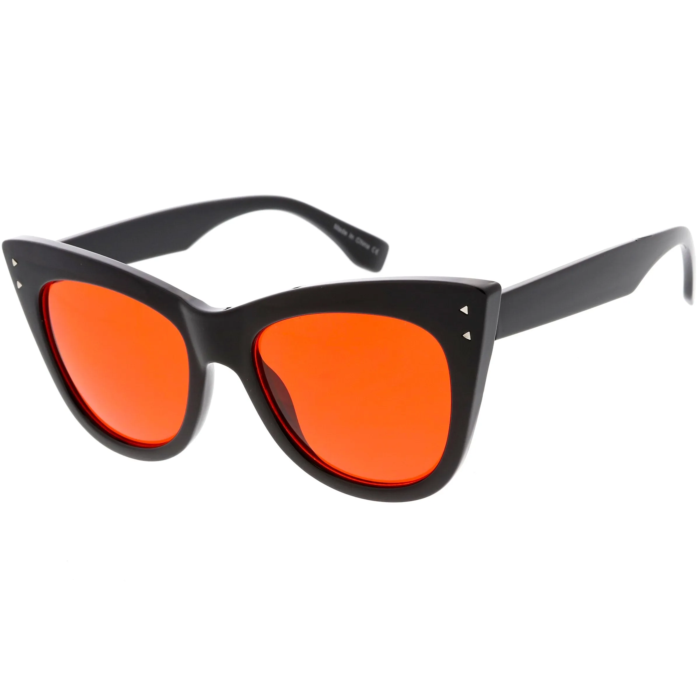 Women's Oversize Wide High Tip Rivets Cat Eye Sunglasses C851