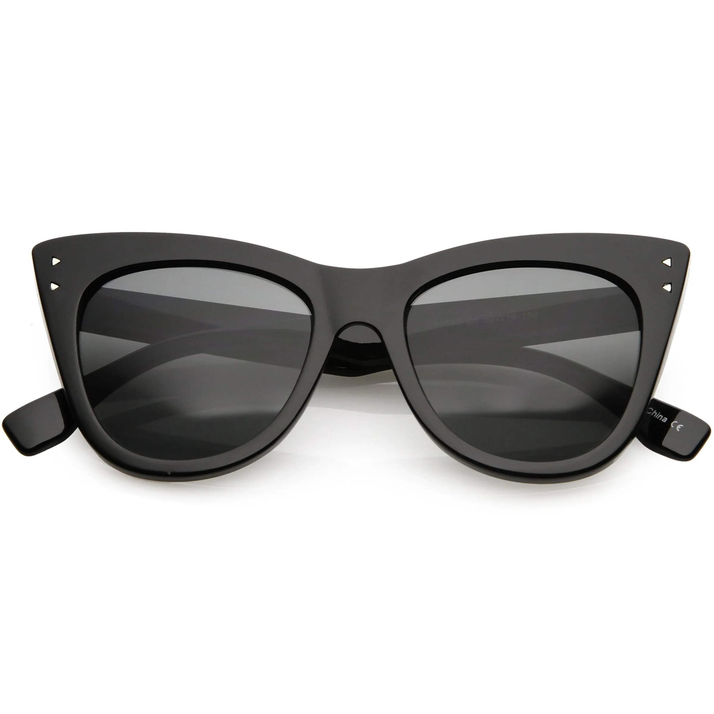 Women's Oversize Wide High Tip Rivets Cat Eye Sunglasses C851