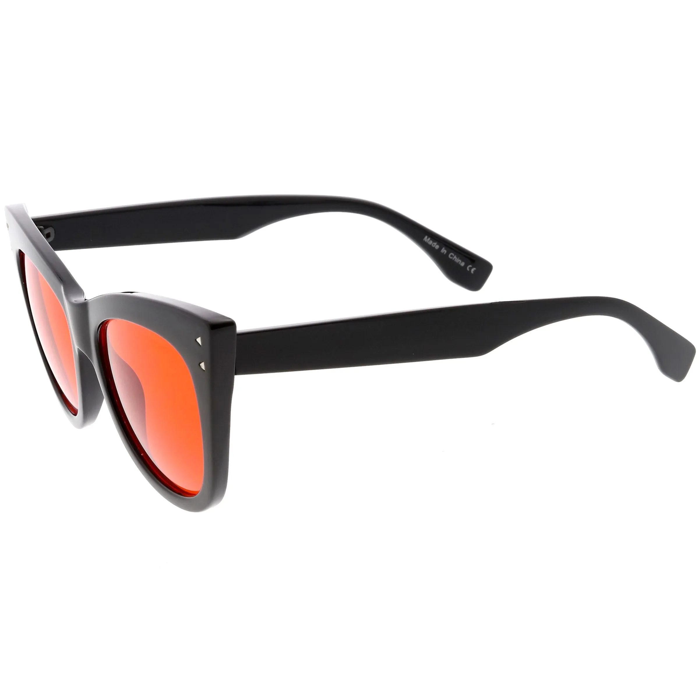 Women's Oversize Wide High Tip Rivets Cat Eye Sunglasses C851