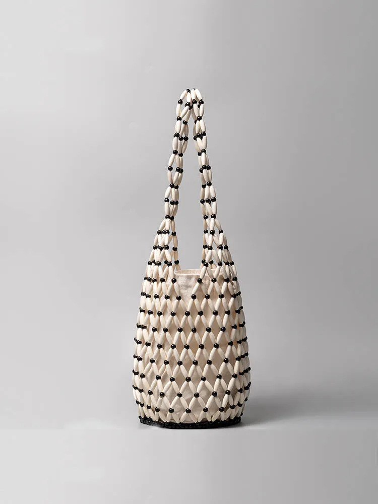 Wooden Bead Bucket Bag