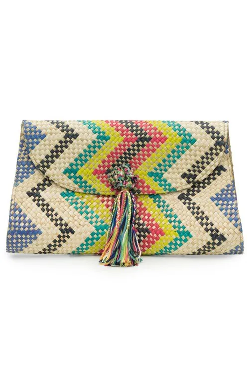 Woven Chevron Print Clutch