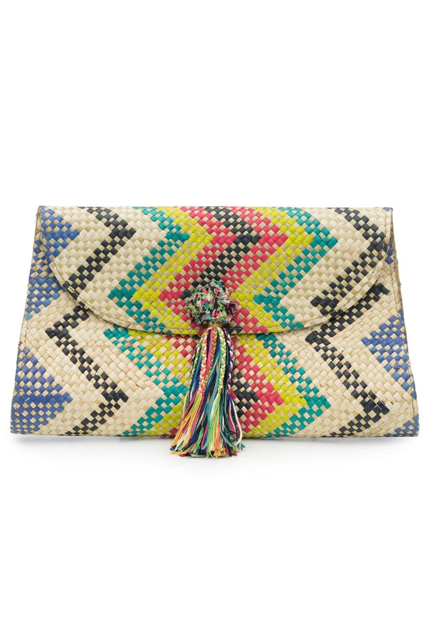 Woven Chevron Print Clutch